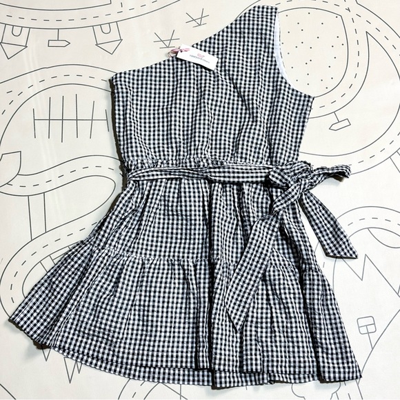 Vineyard Vines Jet Black Gingham Seersucker One Shoulder Dress - Picture 5 of 5